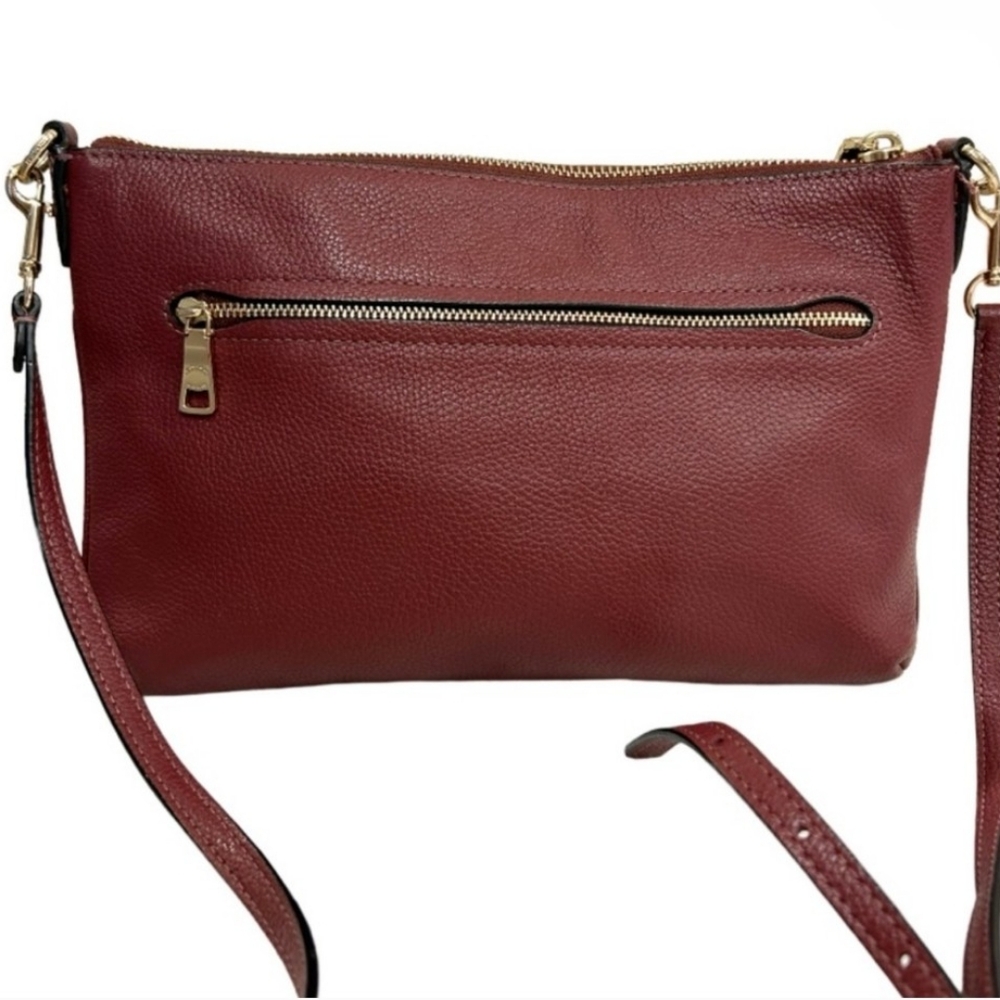 Coach Polly Pebbeled Grain Leather Crossbody in Maroon EUC - Picture 15 of 16